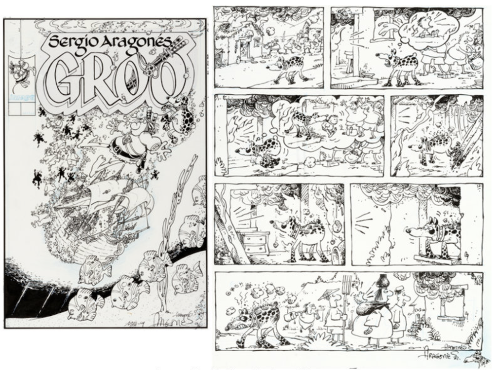 Groo #10 Front and Back Cover Art by Sergio Aragones sold for $4,060. Click here to get your original art appraised.