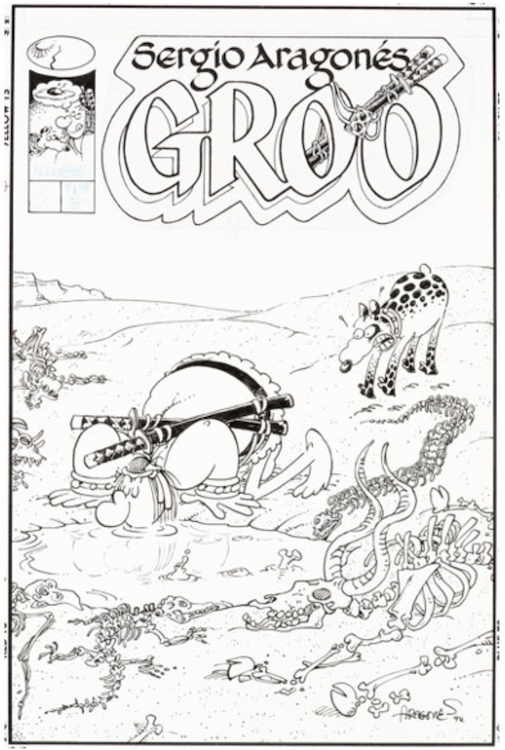 Groo #4 Cover Art by Sergio Aragones sold for $3,120. Click here to get your original art appraised.