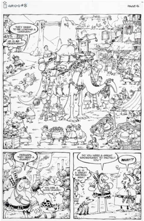 Groo #8 Page 6 by Sergio Aragones sold for $2,150. Click here to get your original art appraised.