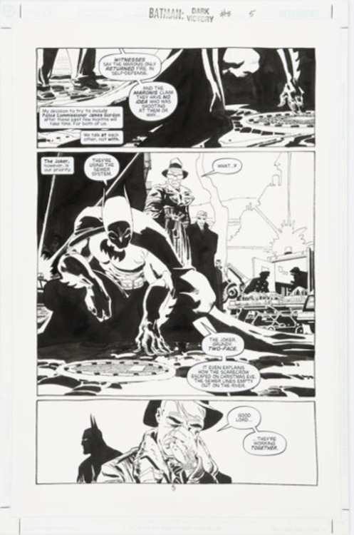 Batman: Dark Victory #8 Page 5 by Tim Sale sold for $11,400. Click here to get your original art appraised.