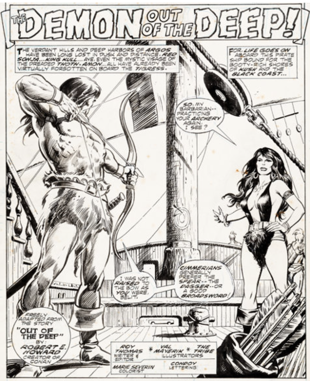 Conan the Barbarian #69 Splash Page 1 by Val Mayerik sold for $4,080. Click here to get your original art appraised.