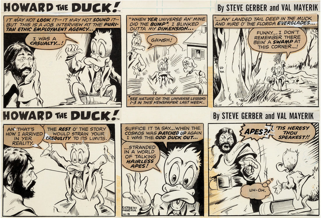 Howard the Duck Daily Comics Strip Group of 6 by Val Mayerik sold for $1,555. Click here to get your original art appraised.