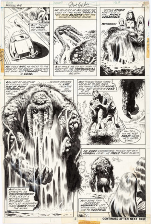 Man-Thing #4 Page 3 by Val Mayerik sold for $1,790. Click here to get your original art appraised.