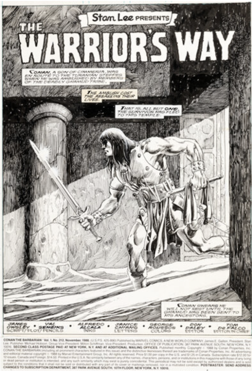 Conan the Barbarian #212 Partial Story Group of 7 by Val Semeiks sold for $3,360. Click here to get your original art appraised.