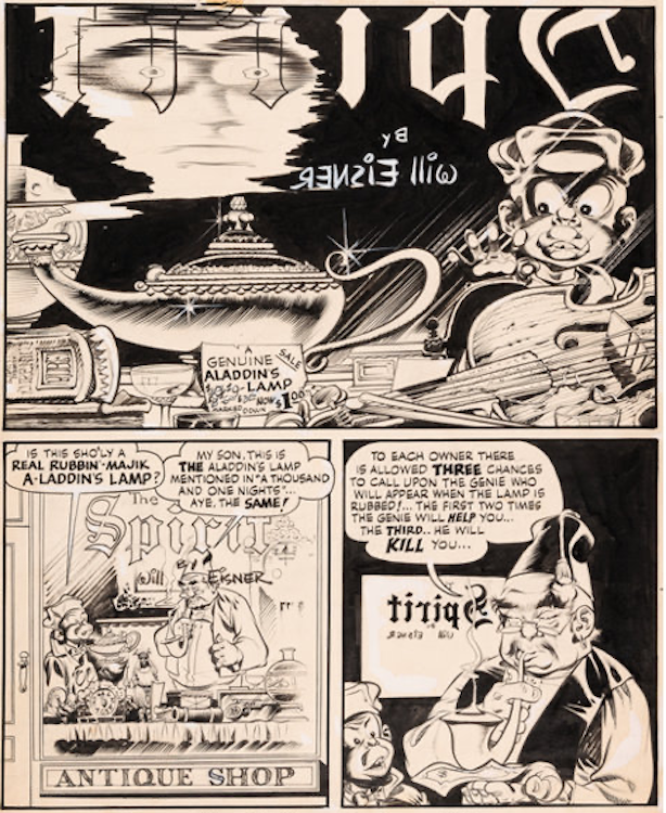 The Spirit Section Page 1 by Will Eisner sold for $8,400. Click here to get your original art appraised.
