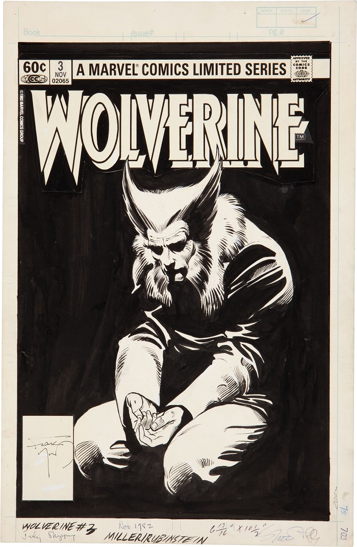 Sold For: $47,800: Original Cover Art for Wolverine #3 by Frank Miller. Click for free appraisal