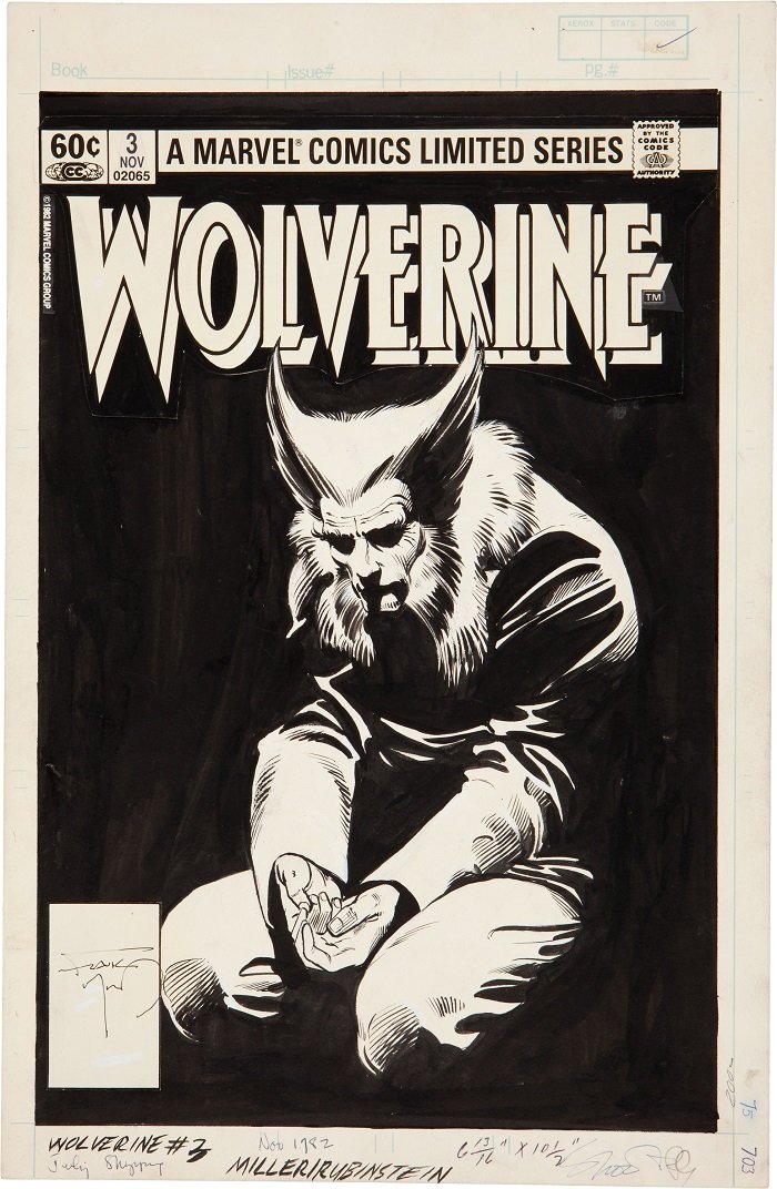 Sold For: $47,800: Original Cover Art for Wolverine #3 by Frank Miller. Click for free appraisal